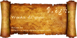 Vranka Ágnes névjegykártya