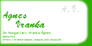 agnes vranka business card